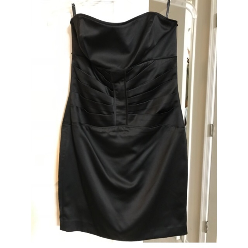 Black strapless mini dress